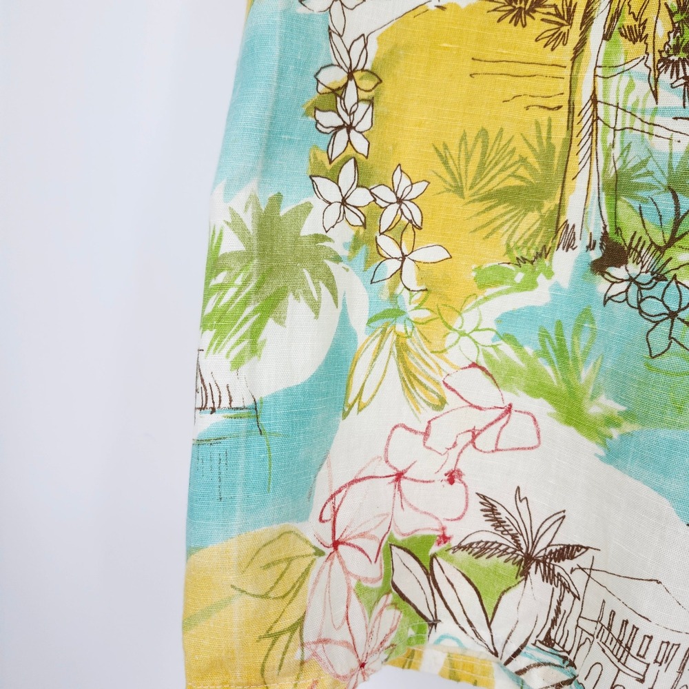 Hot Cotton Petite Womens 2 Piece Linen Blend Set Small S Beachy Tropical Resort - Picture 8 of 13
